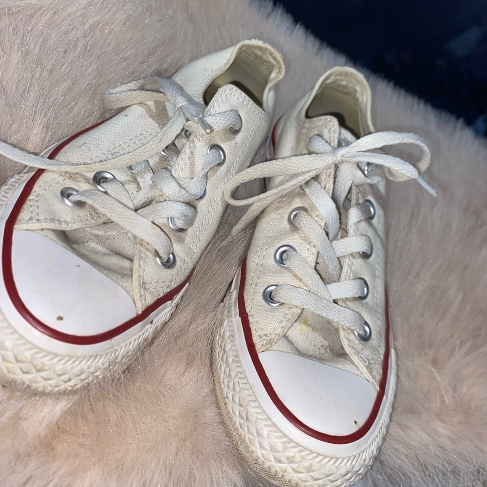 White Canvas Sneakers with Red Trim